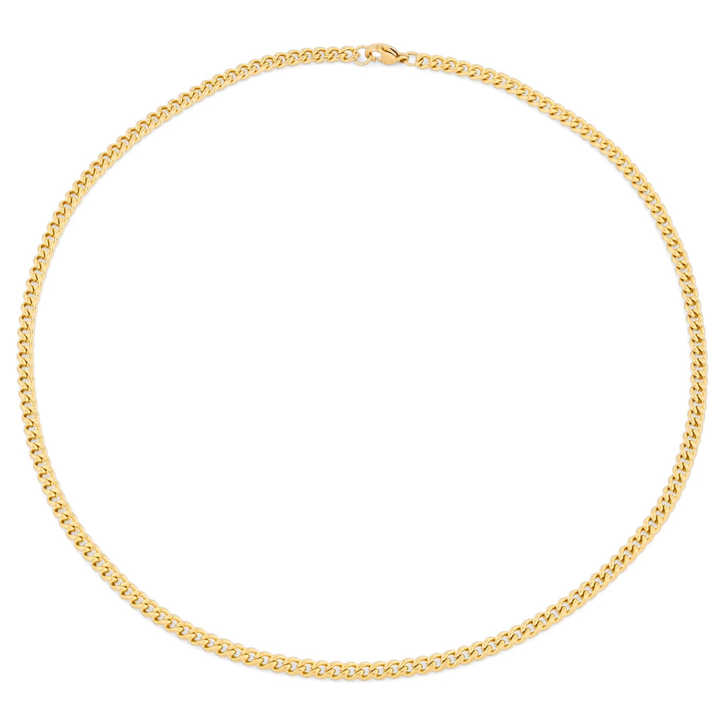 Eva Plain Cuban Chain Necklace 4MM | Waterproof 18k Gold