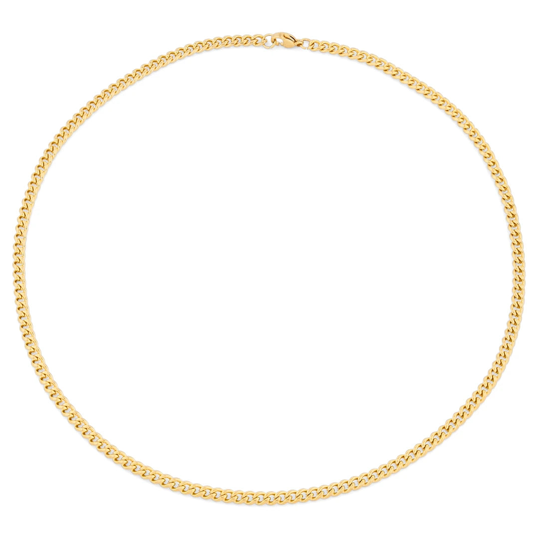 Eva Plain Cuban Chain Necklace 4MM | Waterproof 18k Gold