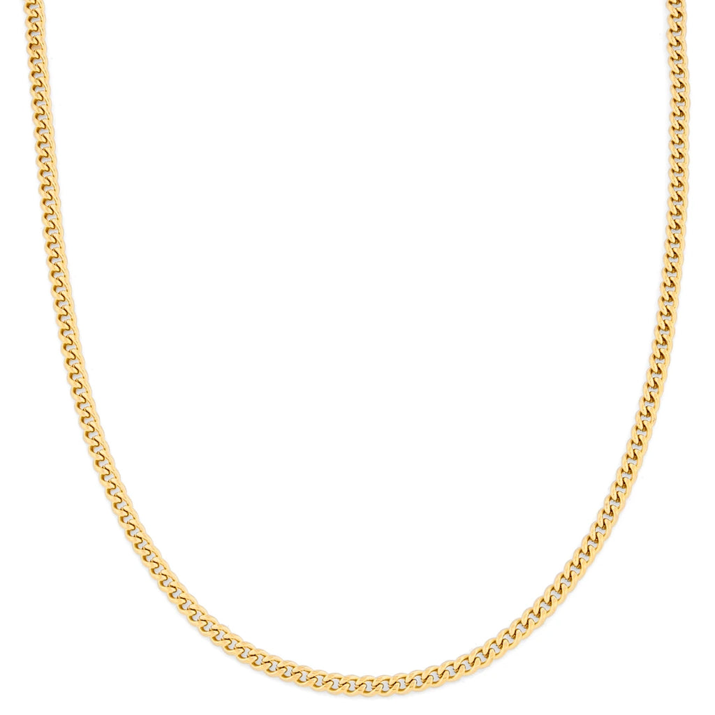 Eva Plain Cuban Chain Necklace 4MM | Waterproof 18k Gold