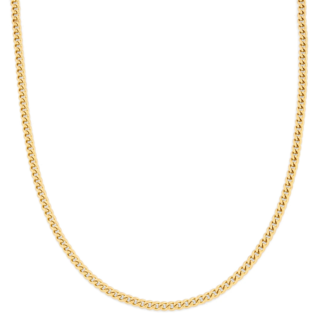 Eva Plain Cuban Chain Necklace 4MM | Waterproof 18k Gold