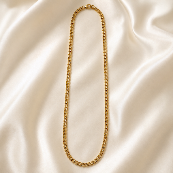 Eva 3mm Cuban Chain Necklace | Waterproof 18k Gold