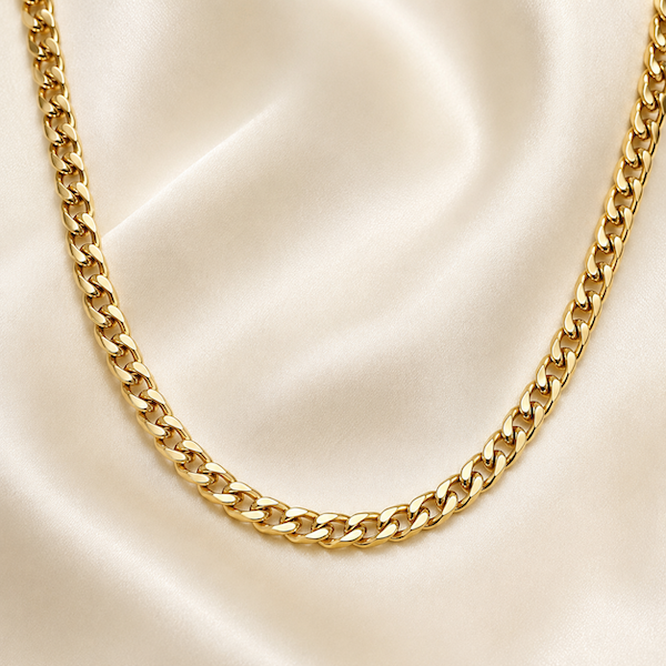 Eva 3mm Cuban Chain Necklace | Waterproof 18k Gold