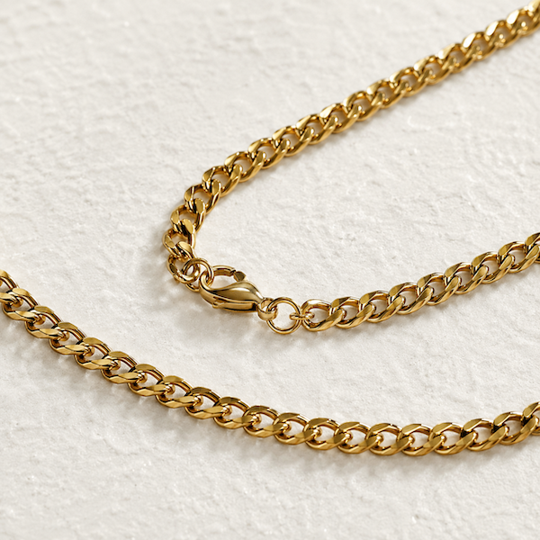 Eva 3mm Cuban Chain Necklace | Waterproof 18k Gold