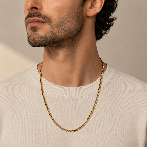 Eva 3mm Cuban Chain Necklace | Waterproof 18k Gold