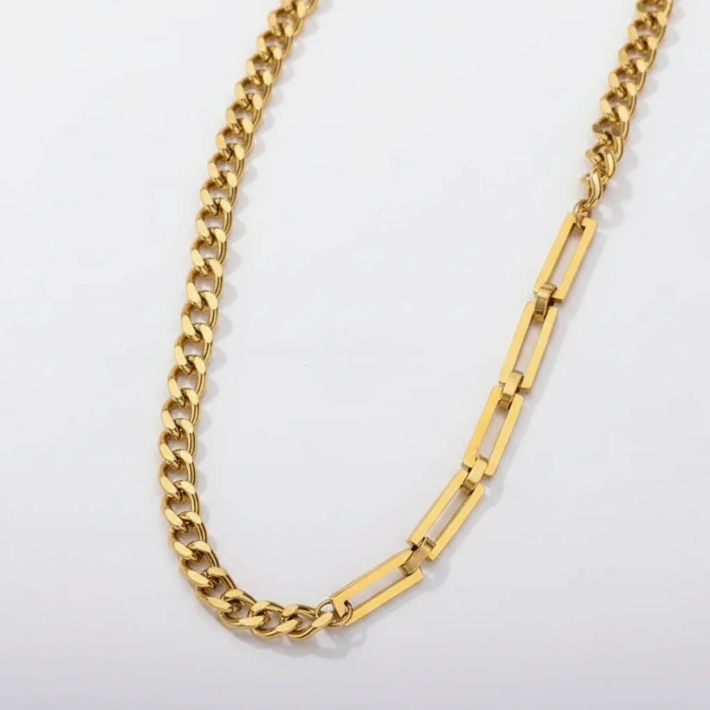 Evara Mixed Link Chain Necklace | Waterproof 18k Gold