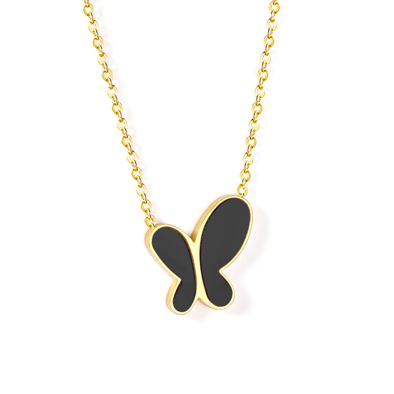 Evie Black Butterfly Necklace | Waterproof 18k Gold & Silver