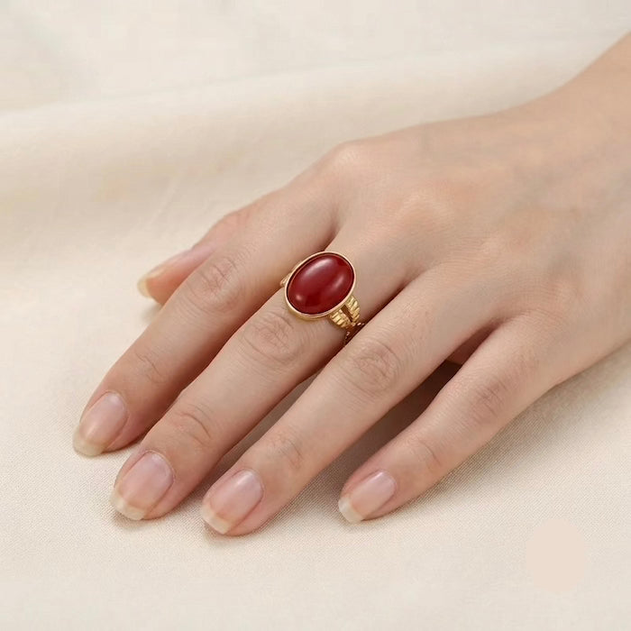 Fallon Red Ruby Resizable Ring | Waterproof 18K Gold