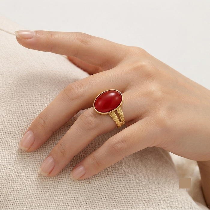 Fallon Red Ruby Resizable Ring | Waterproof 18K Gold