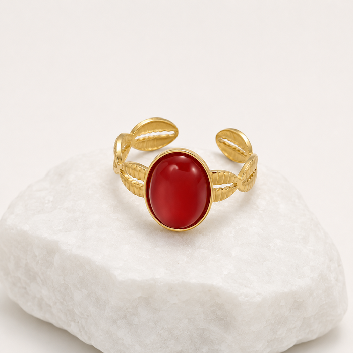 Fallon Red Ruby Resizable Ring | Waterproof 18K Gold
