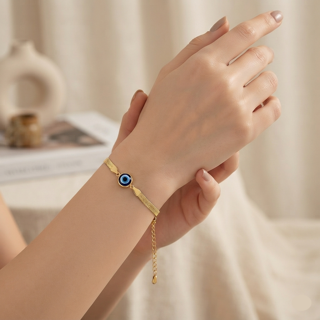 Freya Evil Eye Chain Bracelet | Waterproof 18K Gold & Silver