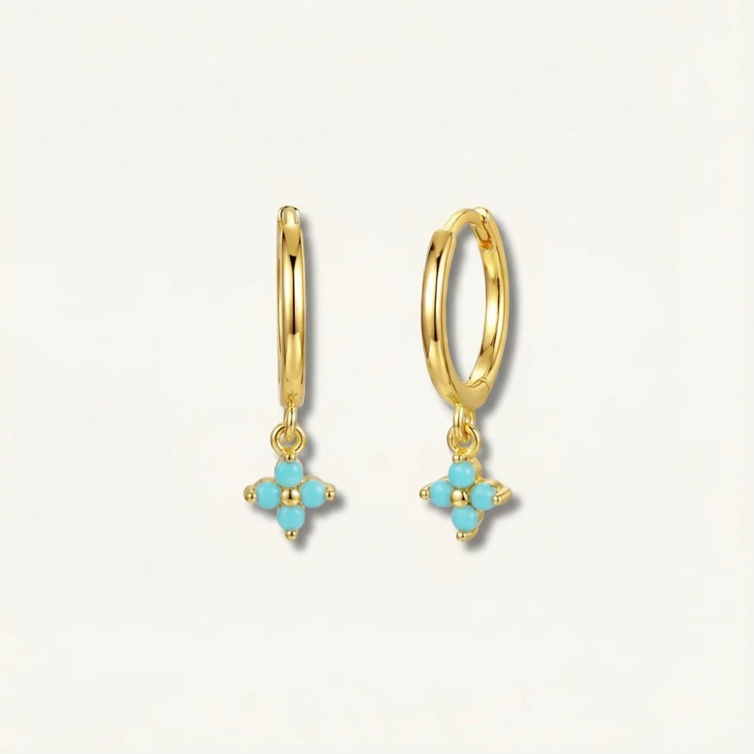 Skye Turquoise Clover Charm Hoops