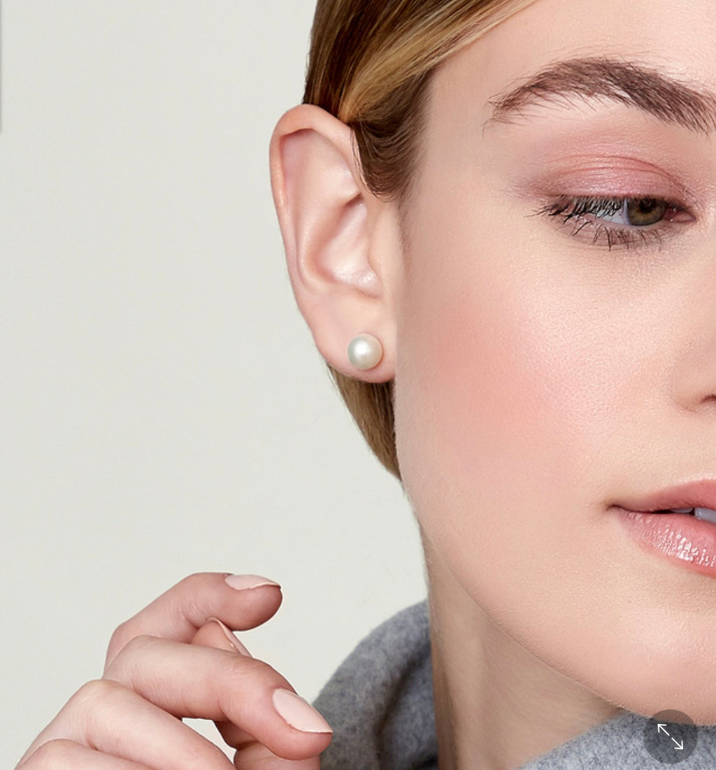 Miami Sterling Silver AAA Freshwater Pearl Studs- 8MM Gold