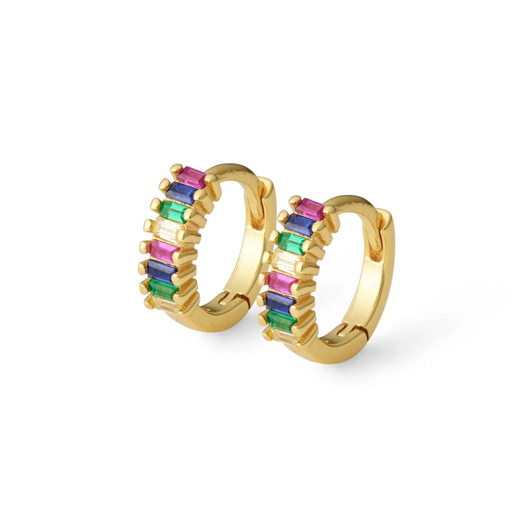 Reema Baguette Cut Rainbow Hoops