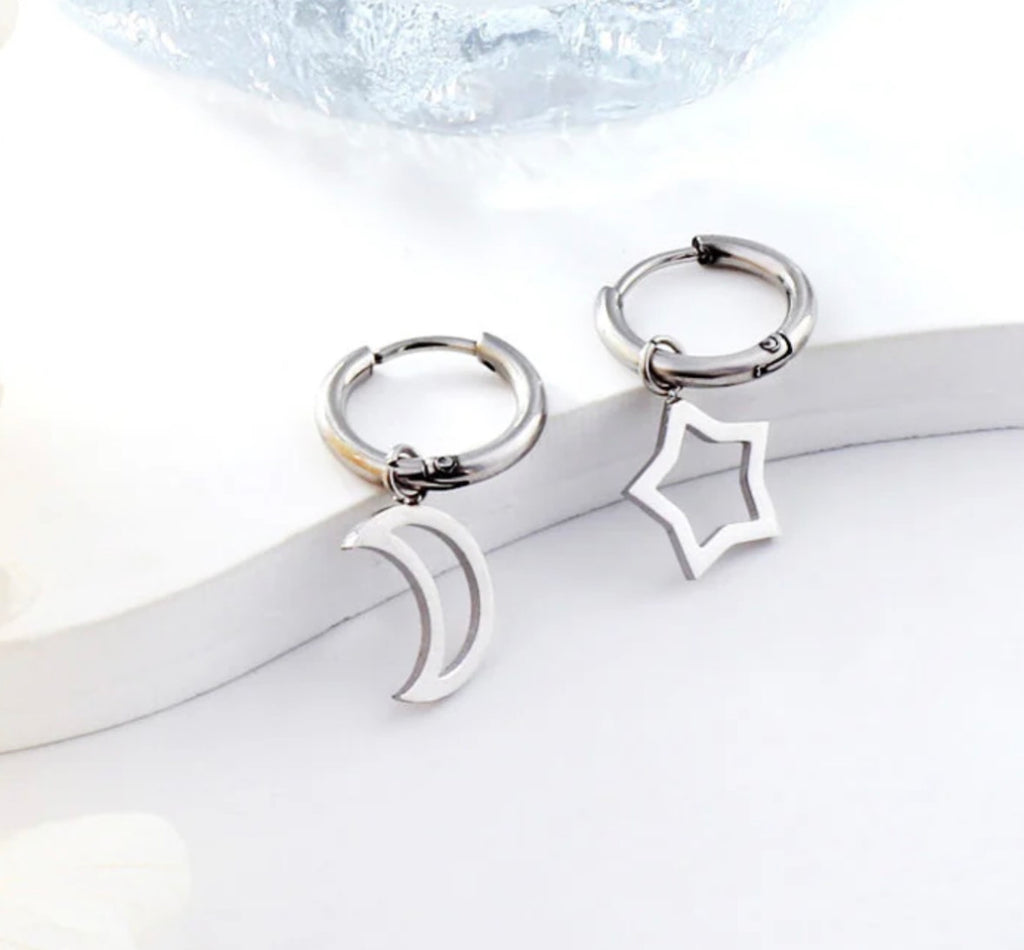Forge Moon Star Hoops | Waterproof 18k Gold & Silver