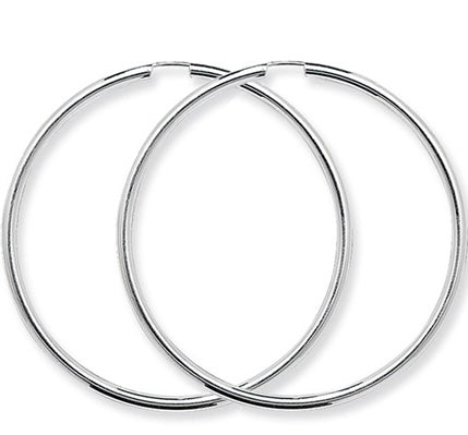 Laurel Plain Slim Sterling Silver Hoops 60CM