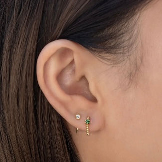 Homey Huggie Hoops Emerald Green 8MM - Pair