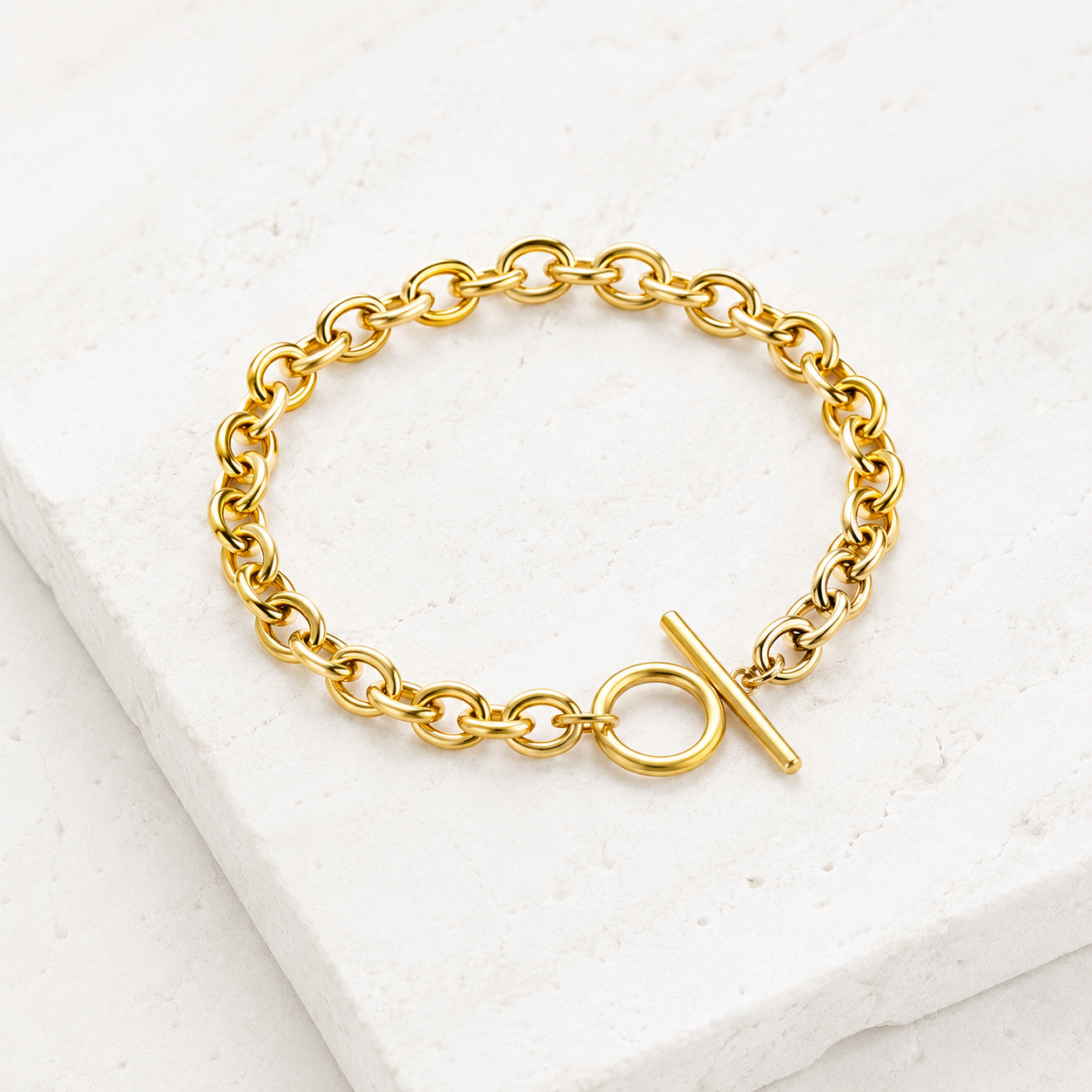 Gia Chain T-Bar Bracelet | Waterproof Waterproof 18k Gold & Silver