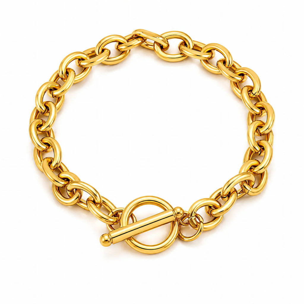 Gia Chain T-Bar Bracelet | Waterproof Waterproof 18k Gold & Silver