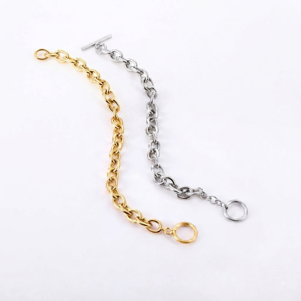Gia Chain T-Bar Bracelet | Waterproof Waterproof 18k Gold & Silver