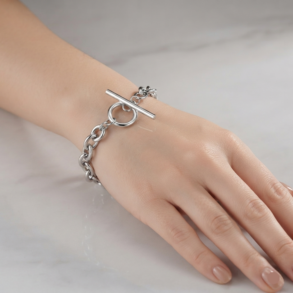 Gia Chain T-Bar Bracelet | Waterproof Waterproof 18k Gold & Silver