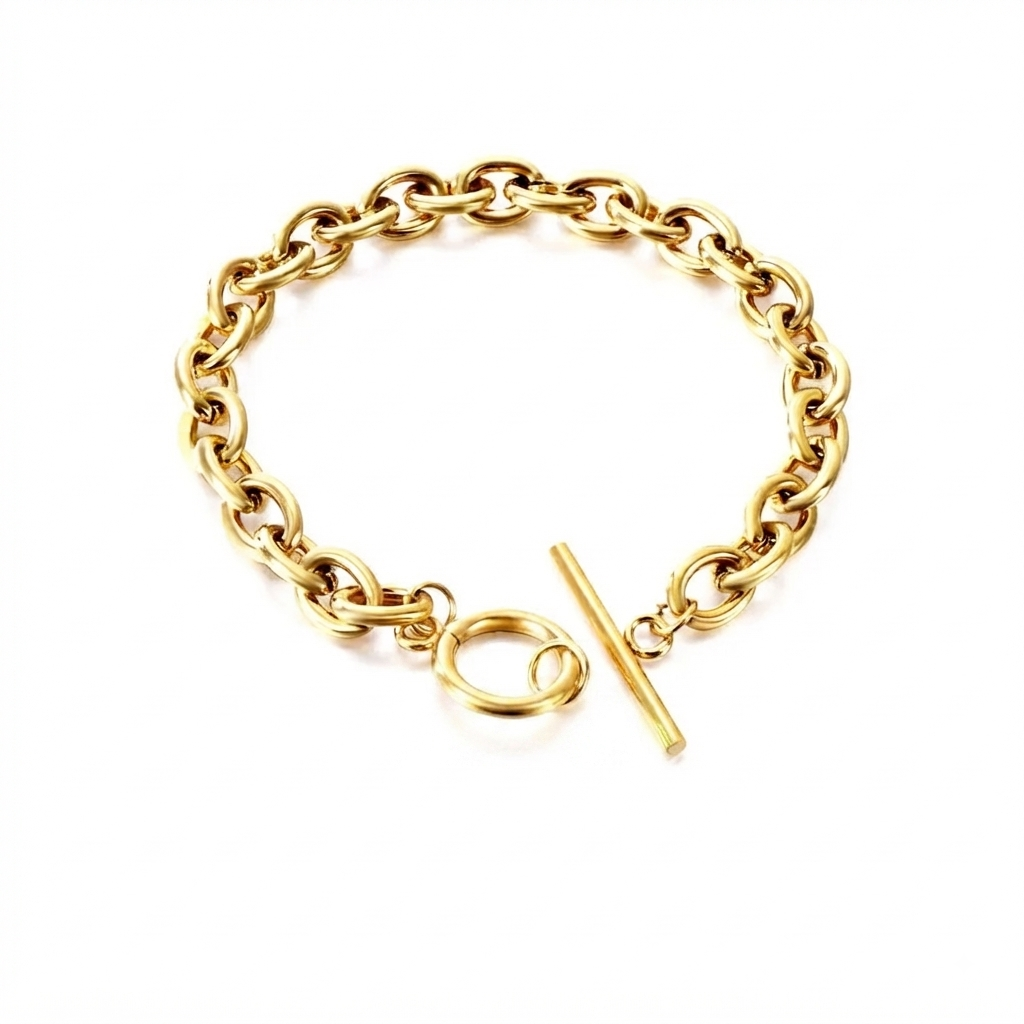 Gia Chain T-Bar Bracelet | Waterproof Waterproof 18k Gold & Silver