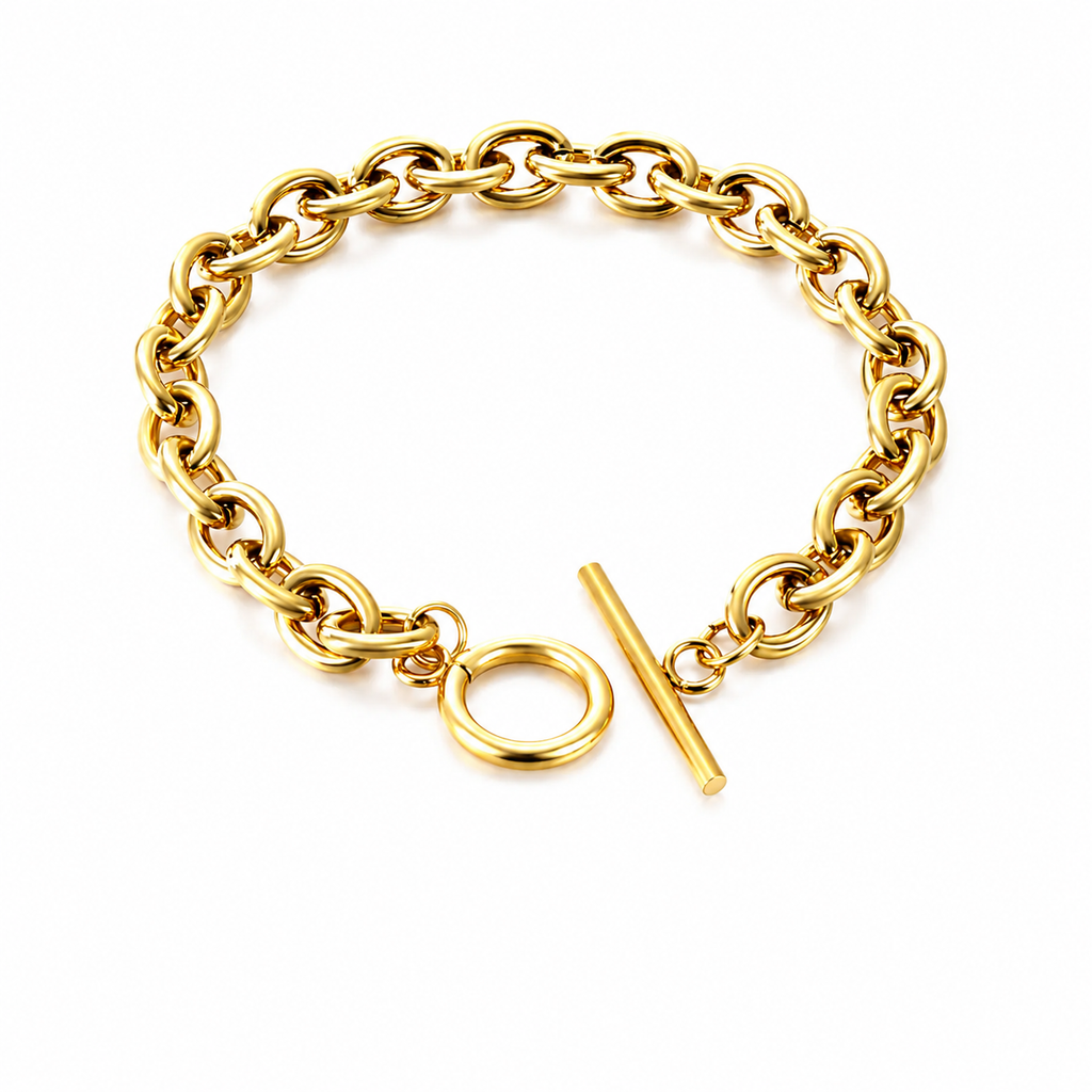 Gia Chain T-Bar Bracelet | Waterproof Waterproof 18k Gold & Silver
