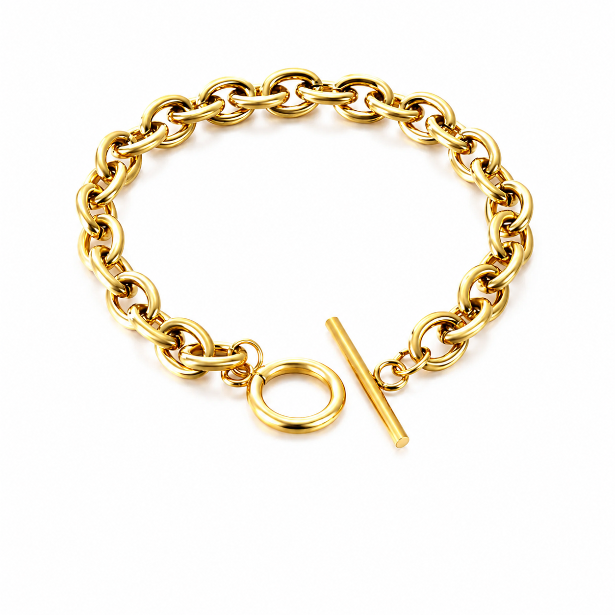 Gia Chain T-Bar Bracelet | Waterproof Waterproof 18k Gold & Silver