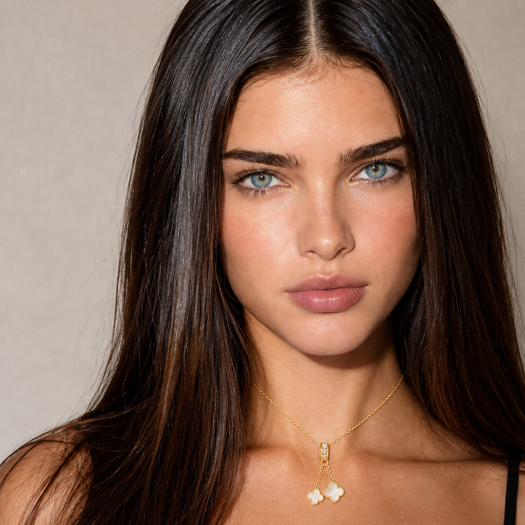 Gia Pearl White Clover Locket Necklace | Waterproof 18k Gold