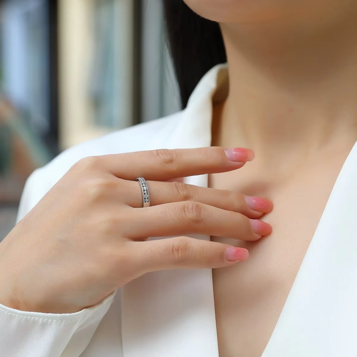 Glimmer	Endless Stream of Moissanite Brilliance Band	Ring in Size#5 & #6