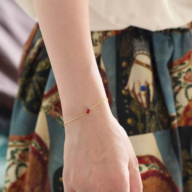 Kismet Red Ruby Heart Bracelet