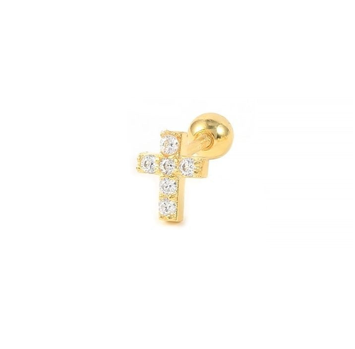 Sari	Crystal Cross	Screw Back Studs Earrings