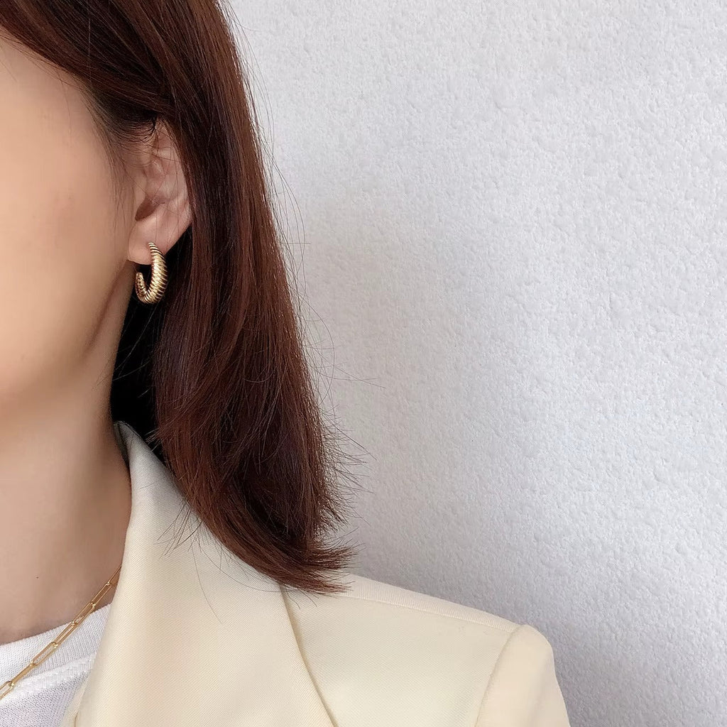 Macon Croissant Design Gold Hoops