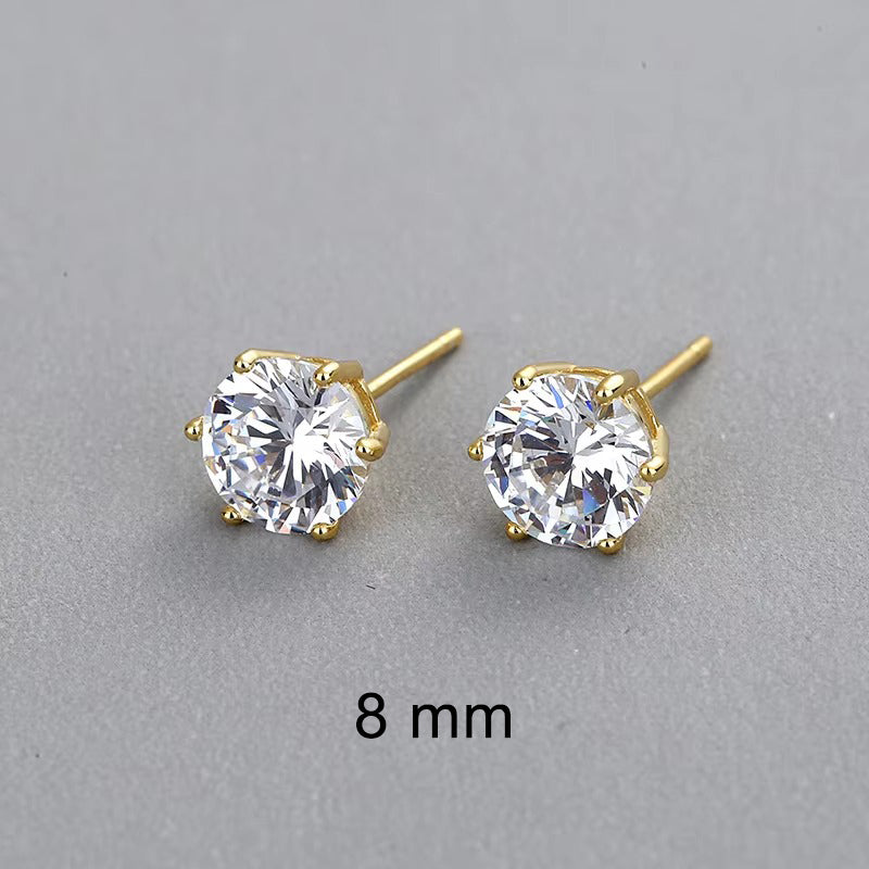 Springo	Diamond Simulant 3mm / 6mm / 8mm Round Gold	Studs