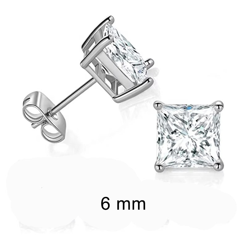 Palo Diamond Simulant 3mm / 6mm / 8mm Square Silver Studs