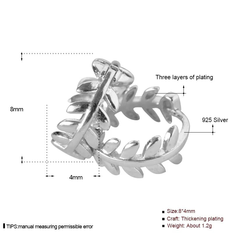 Mesa Leaf Design Silver Hoops