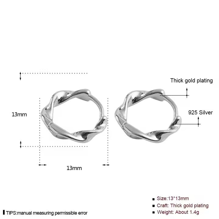 Norfolk Twisted Silver Hoops