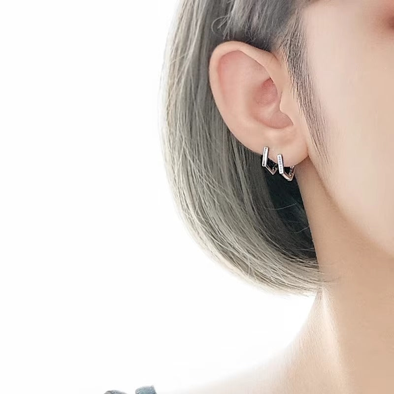 Andoveri Silver Paved Triangular Hoops