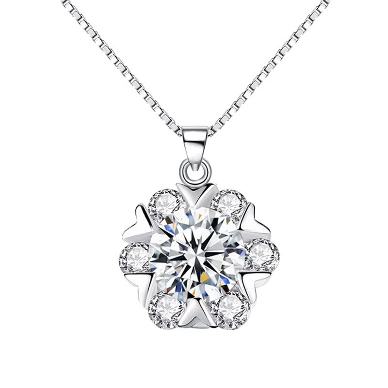 Clarity Flower Shape Crystal Pendant Necklace