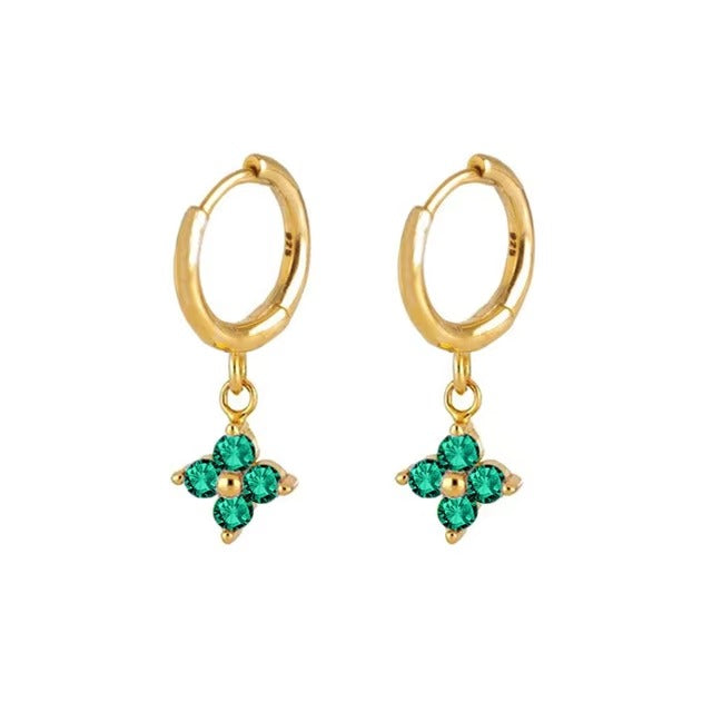 Brilliance Emerald Green Clover Pendant	Hoops