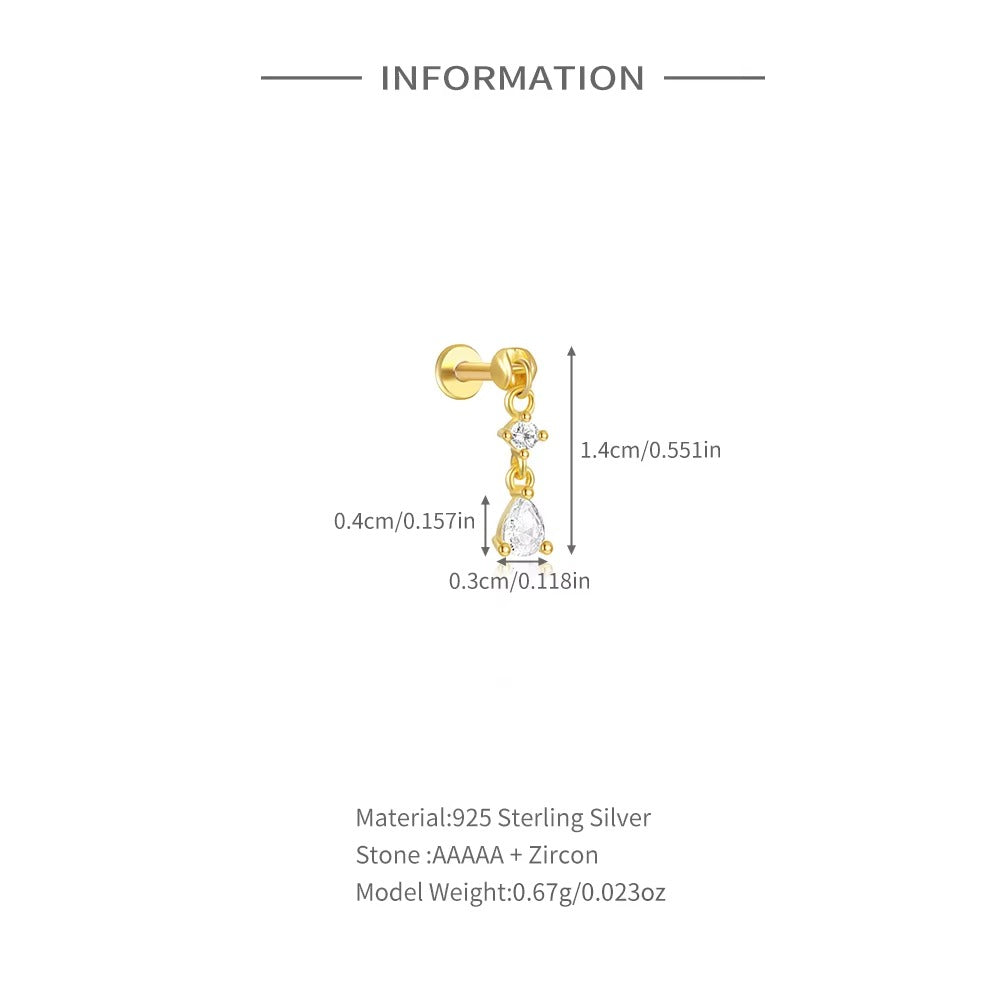 Bayont Crystal Drop Flatback Stud- Single Earring