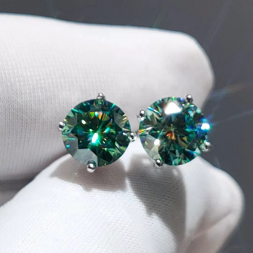 Felicity 1 CTW Green Moissanite Solitaire Stud Earrings