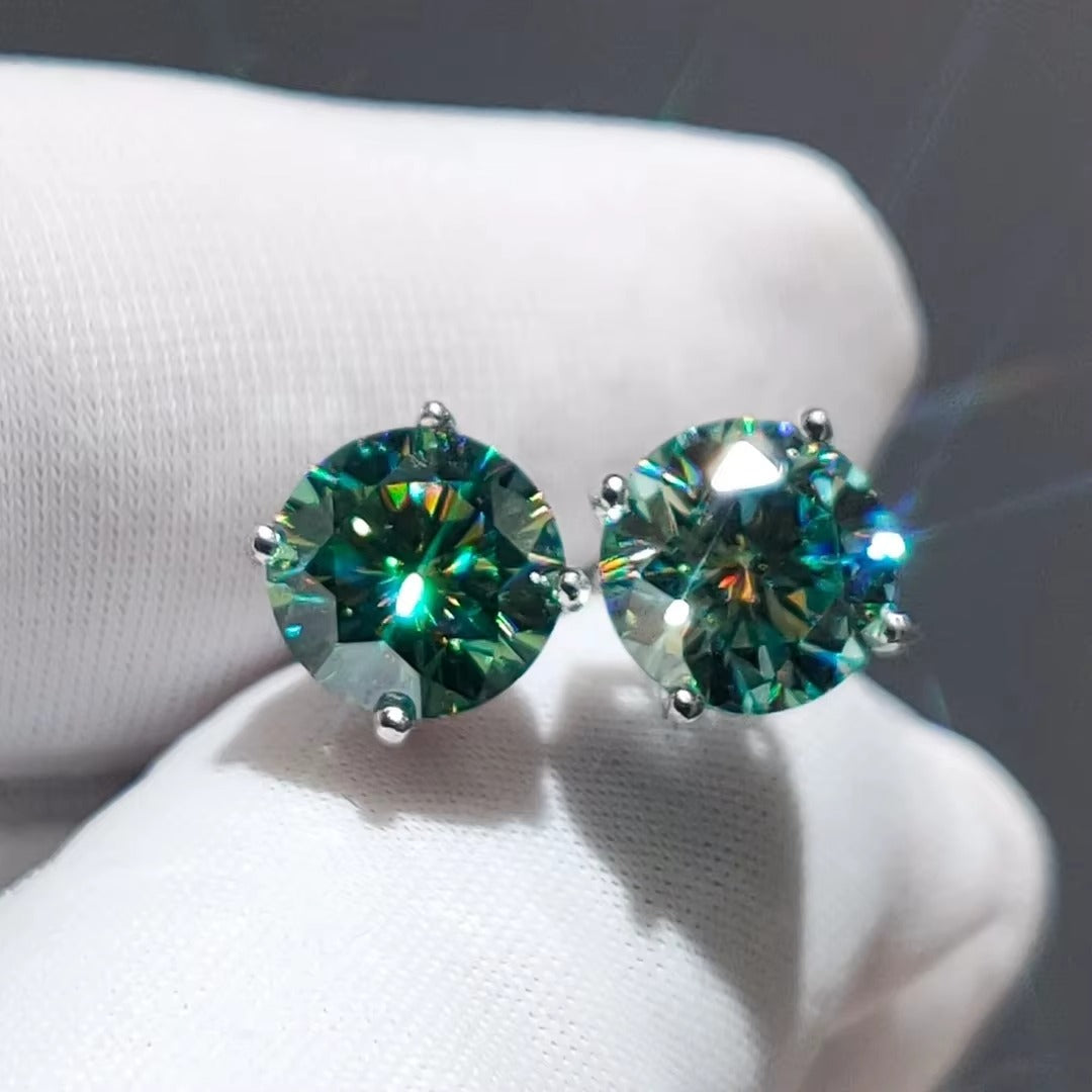Felicity 1 CTW Green Moissanite Solitaire Stud Earrings