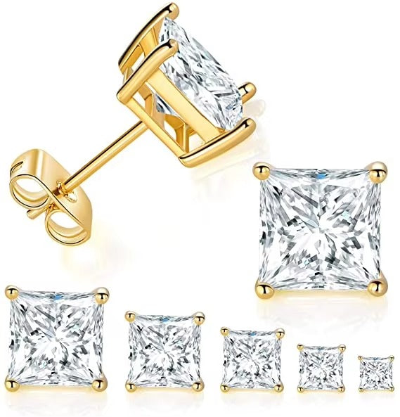 Palo Diamond Simulant 3mm / 6mm / 8mm Square Gold Studs