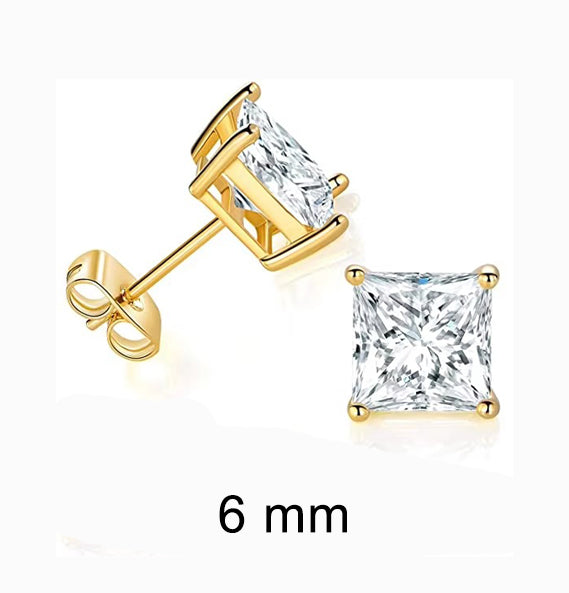 Palo Diamond Simulant 3mm / 6mm / 8mm Square Gold Studs