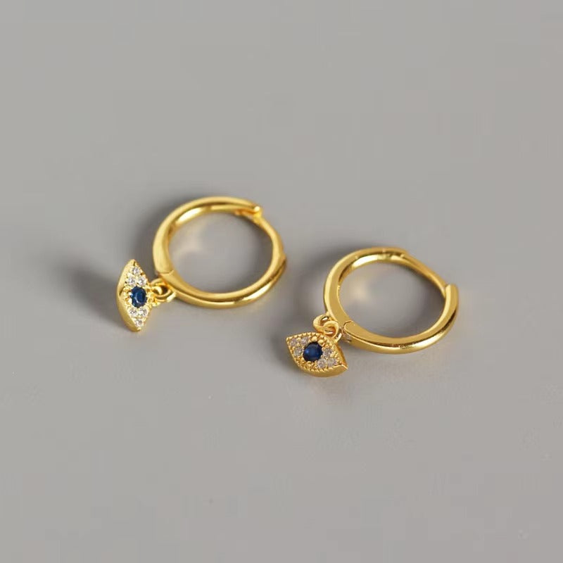 Muse Sapphire Evil Eye Hoops Earrings