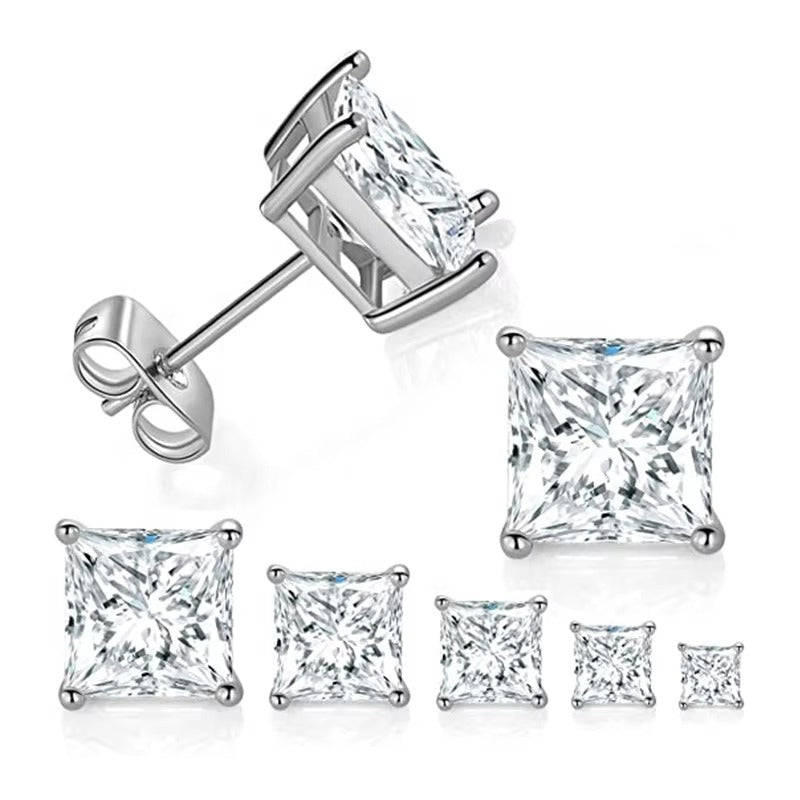 Palo Diamond Simulant 3mm / 6mm / 8mm Square Silver Studs