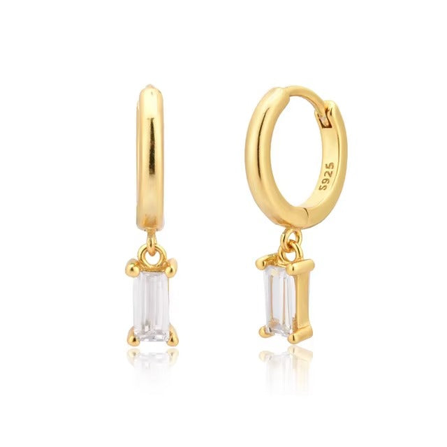 Bliss Baguette CZ Diamond Hoops