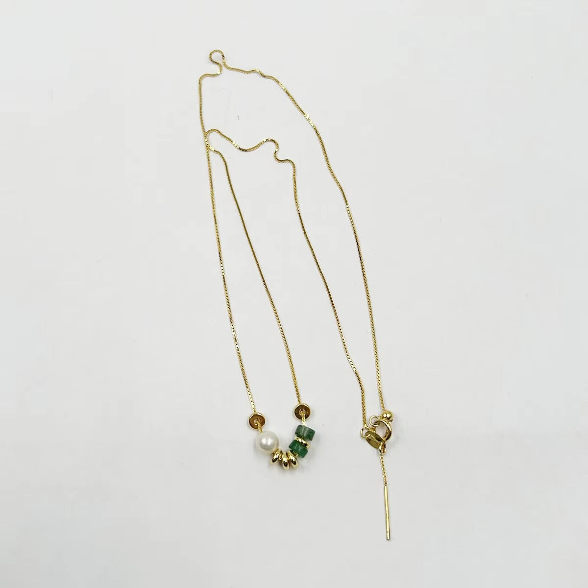 Naperville 18K Gold Sterling Silver Natural Jade & Pearls Necklace