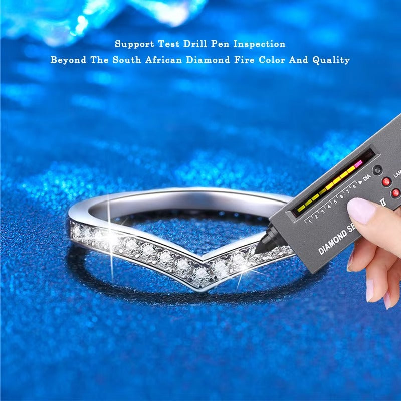 Halo V Shape Infinite Loop of Moissanite Sparkle Band	Ring in Size#6, & #7