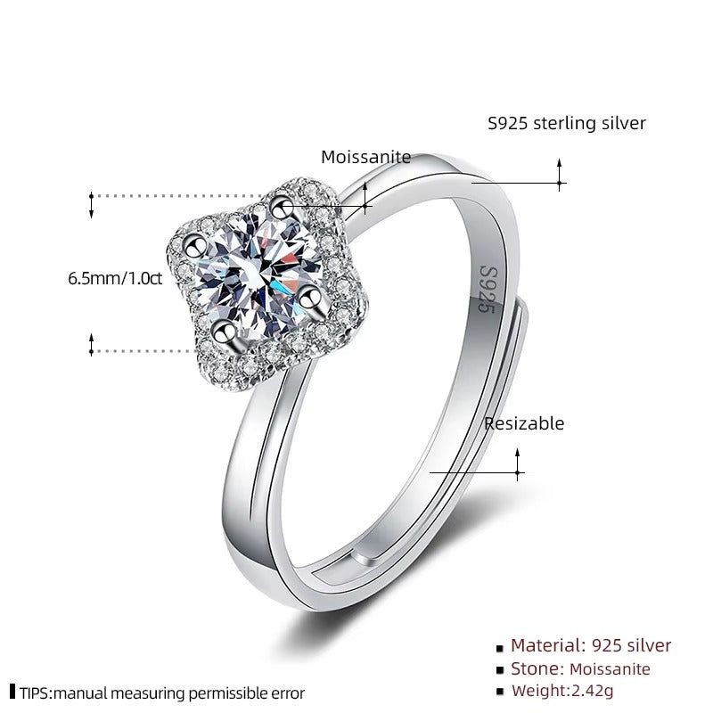Grace 1CT Soloitaire Moissanite Brilliance Adjustable Size Ring